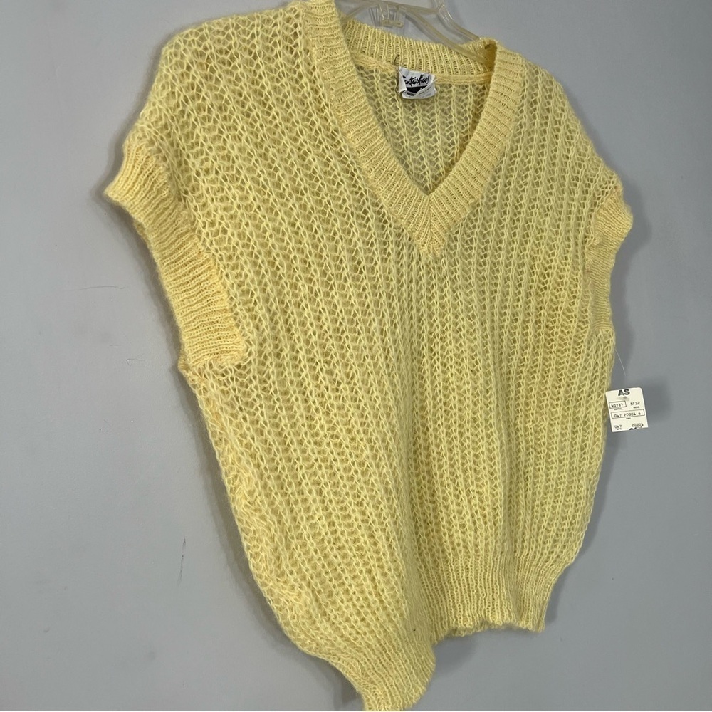 NWT Vintage butter yellow knit sweater vest mohair wool whimsical kawaii pastel - Picture 10 of 12